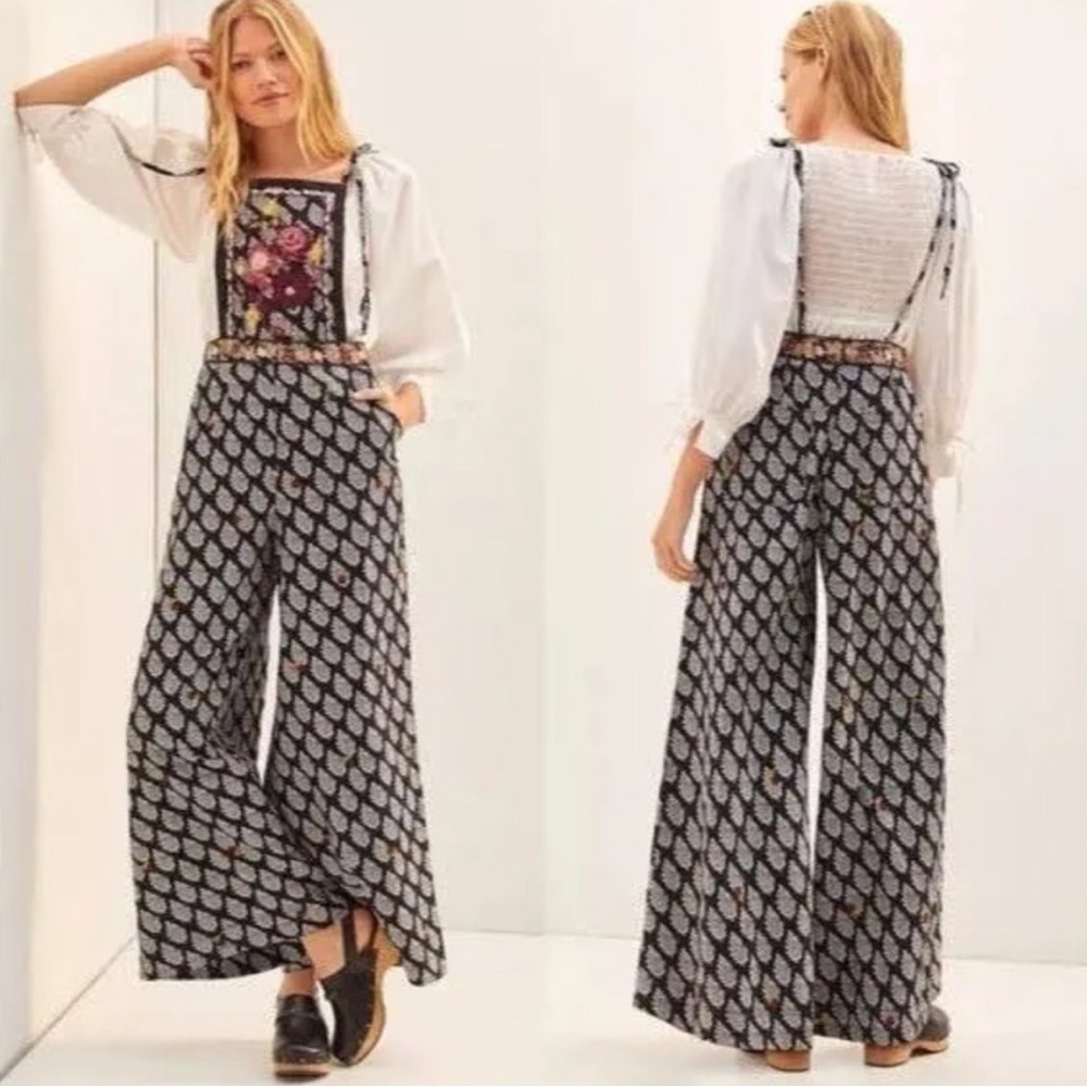 NWT Anthropologie Embroidered Wide-leg Jumpsuit